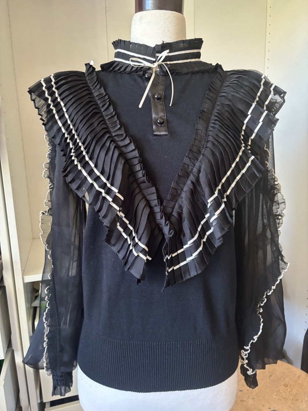 Black Off-the-Shoulder Ruffle Sweater